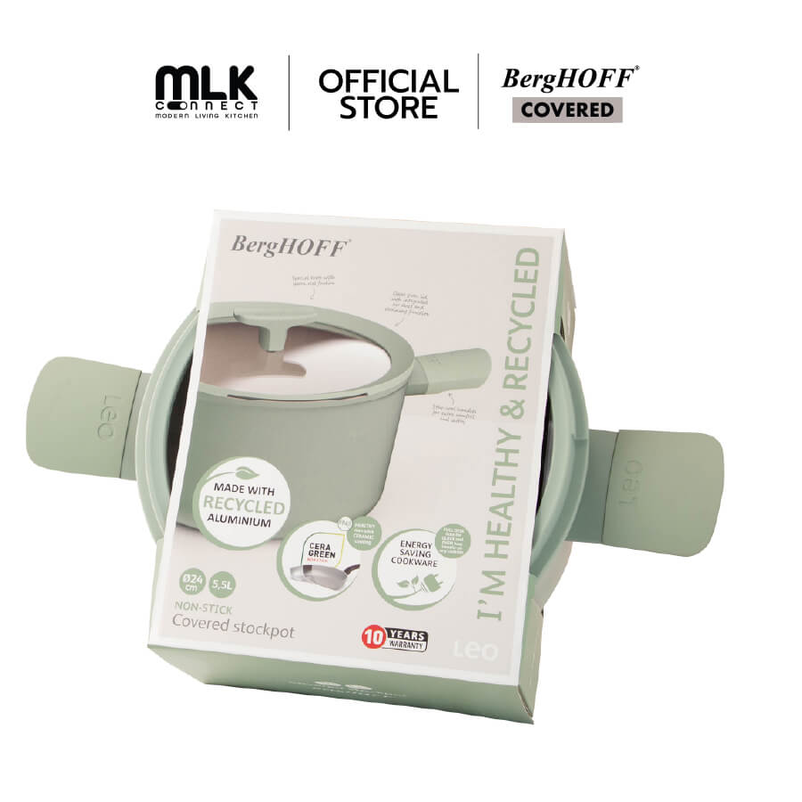 หม้ออะลูมิเนี่ยมเคลือบเซรามิค BergHOFF Non-stick 24x14ซม. Balance Sage 3950453